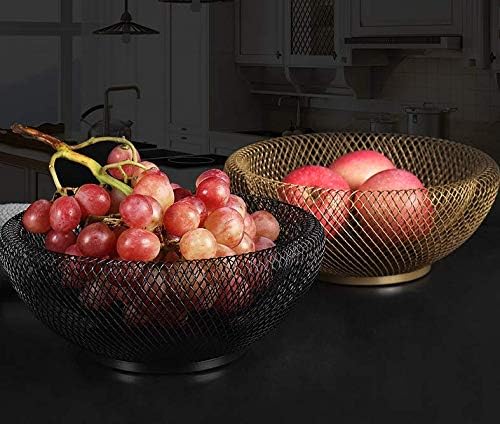 Cq acrylic Metal Wire Fruit Basket,Large Round Storage Baskets for