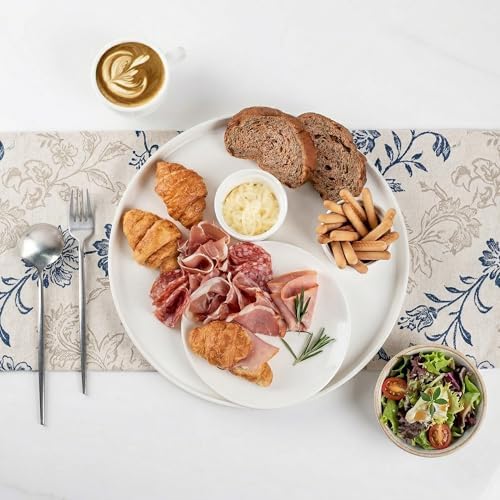 Dizada 12" Round Serving Platters Set of 3 - White Porcelain Serving