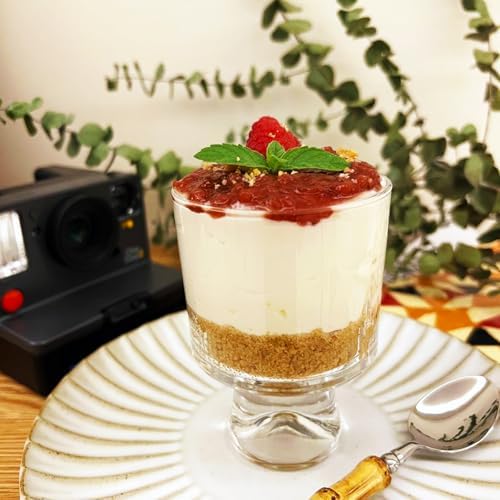 8oz Glass Trifle Bowl Set of 6, Serving Bowl with Stand for Fruit