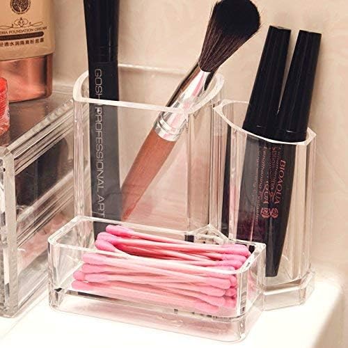 Sooyee Acrylic Desk Supplies Cosmetic Organizer Holder, 3 Compartment