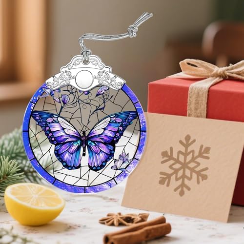 Butterfly Ornament, Stained Glass Christmas Decorations, Christmas