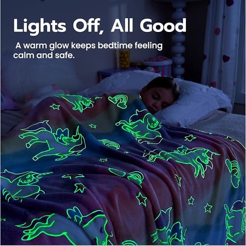 Joiedomi Glow in The Dark Blanket - Unicorns Gifts Toys for Girls Age