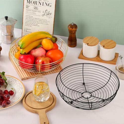 IBWell® Gold Fruit Bowl for Kichen Countertop, Round Wire Fruits