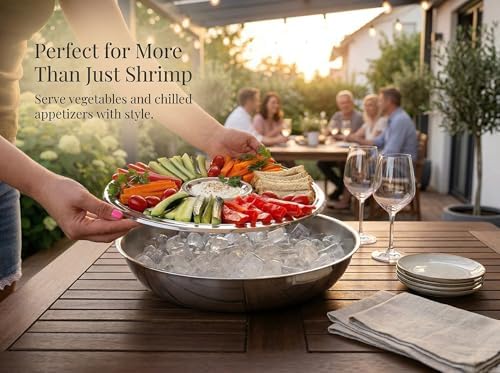 Shrimp Cocktail Serving Dish and Bowl With Ice - Elegant and Large