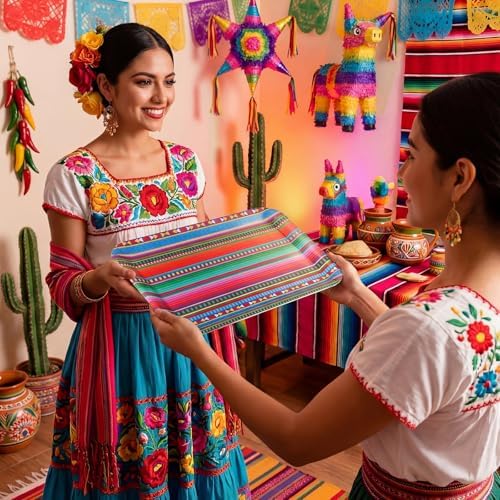 Vesici 6 Pack Mexican Melamine Serving Trays, 13 x 10 in Aztec