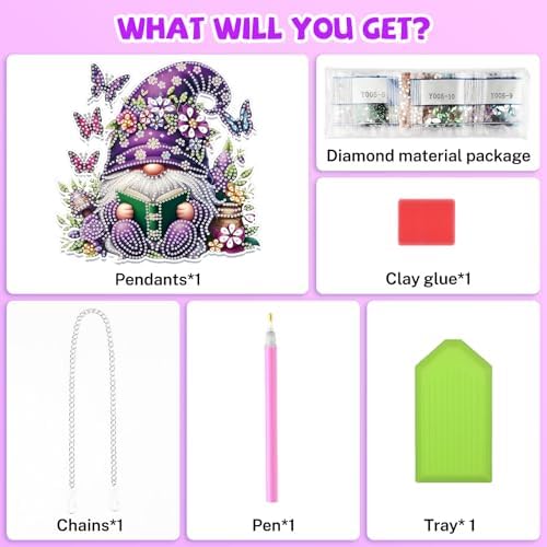 Bowetile Gnome Diamond Art Hanging Kits for Adults, 5D Special Shape