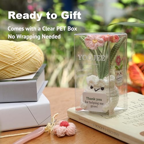 Teacher Gifts for Women, Helping Me Grow Crochet Flower Pot