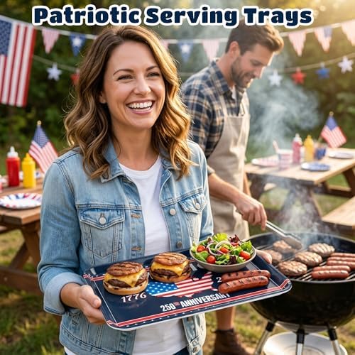 3Pcs 250th Anniversary Patriotic Serving Trays for Dinner Party