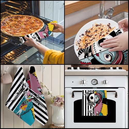 2Pcs Halloween Kitchen Towels Nightmare Before Holiday Christmas Decor