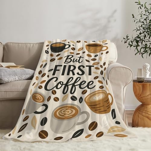 Coffee Blanket Throw Blanket for Coffee Lovers Gifts for Men Women
