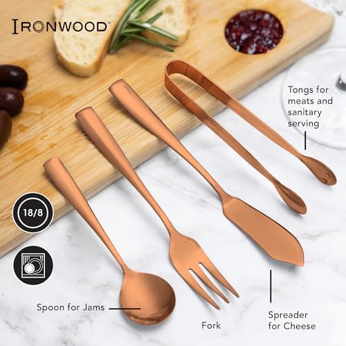 Ironwood Gourmet Copper Charcuterie Utensil Set of 8, Includes Forks
