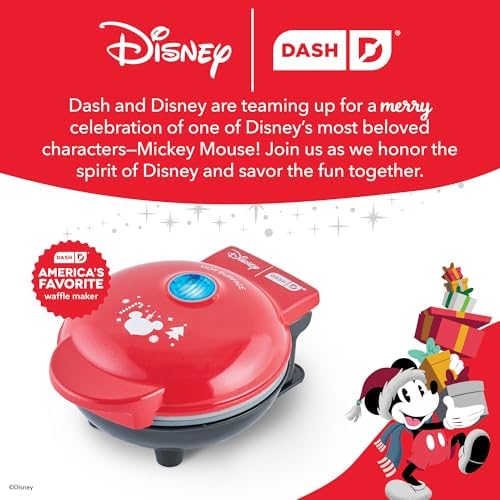 Disney | Dash Mickey Santa Hat Mini Waffle Maker, Ceramic Nonstick