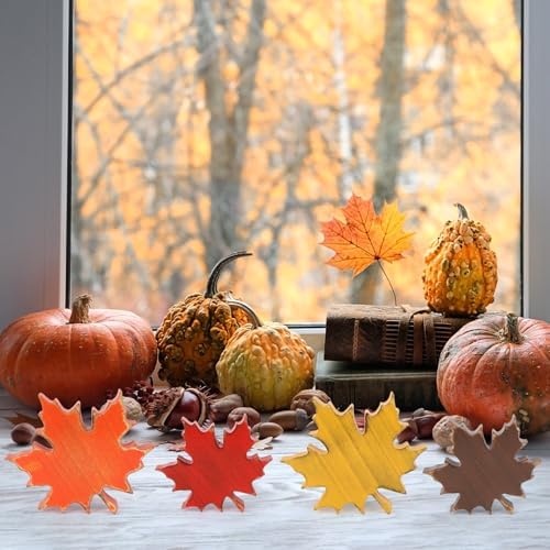 COCHIE 4 Vintage Fall Leaves Decorations Autumn Table Tiered Tray