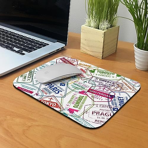 Non-Slip Rectangle Mousepad, WIRESTER Unisex Passport Travel Stamps