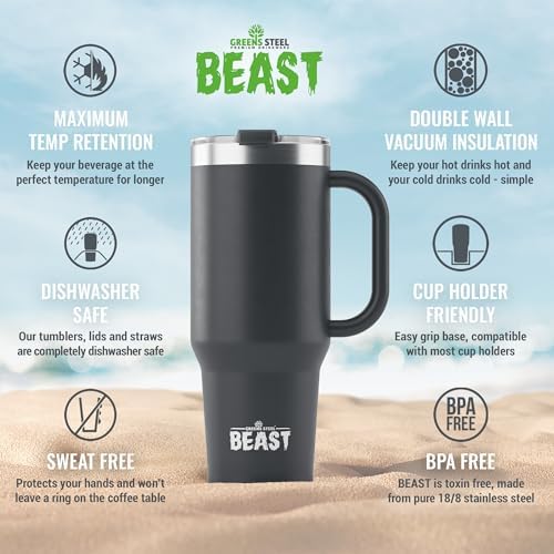 50oz Tumbler with Handle and Straw - Large Insulated Travel Mug for