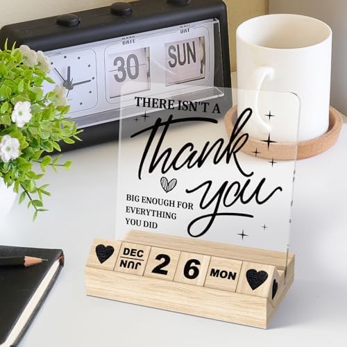 Thank You Appreciation Gifts - Wooden Block Perpetual Calendar