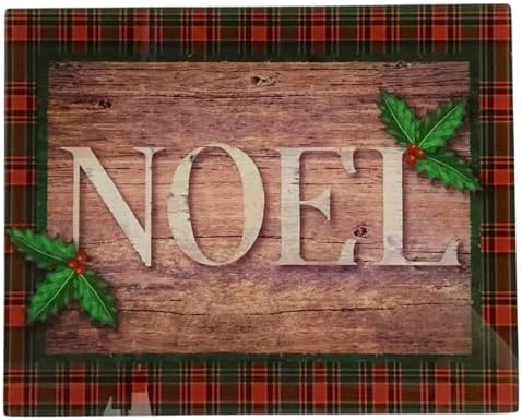 Holiday Christmas Glass Cutting Board: Traditional Rustic Noel