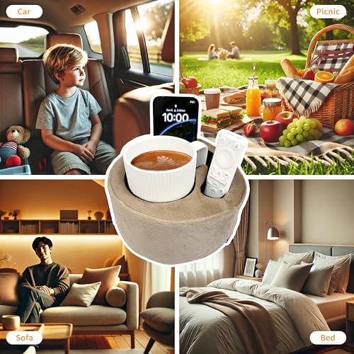 Xchouxer Couch Cup Holder Pillow, Sofa and Bed Organizer Caddy for