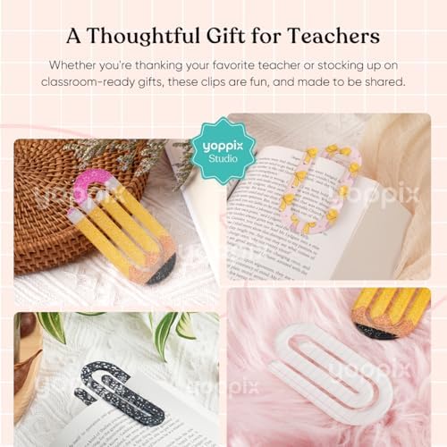 YOPPIX 12 Pcs Jumbo Teacher Acrylic Paper Clips Teacher Appreciation