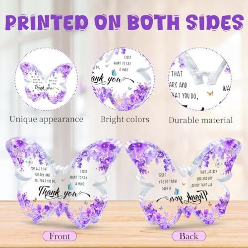 Thank You Gifts for Women, Purple Butterfly Acrylic Desk Decor