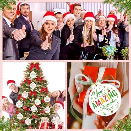 HOWAF 10pcs Employee Christmas Thank You Ornament for Coworkers