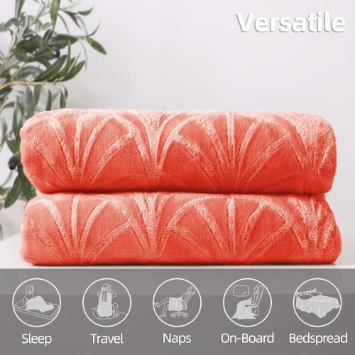 Whale Flotilla Soft Flannel Fleece Throw Blanket for Couch, Coral
