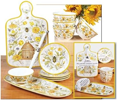 Certified International Sweet as a Bee Oval Tray with Dip Bowl Set