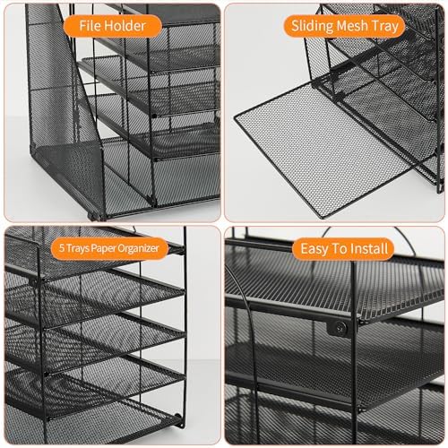 LEKETREE Desk Organizers and Accessories, 5-Tier Paper Letter Tray