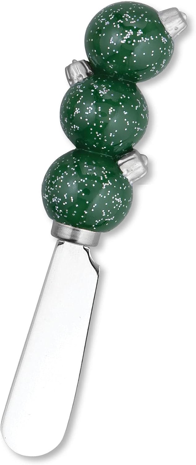 Supreme Housewares Christmas Ornament Cheese Spreaders, Hand-Painted Resin Handles with Stainless Steel Blades for Spreading Cream Cheese, Butter, Jam, or sandwich, Assorted Colors, Set of 4