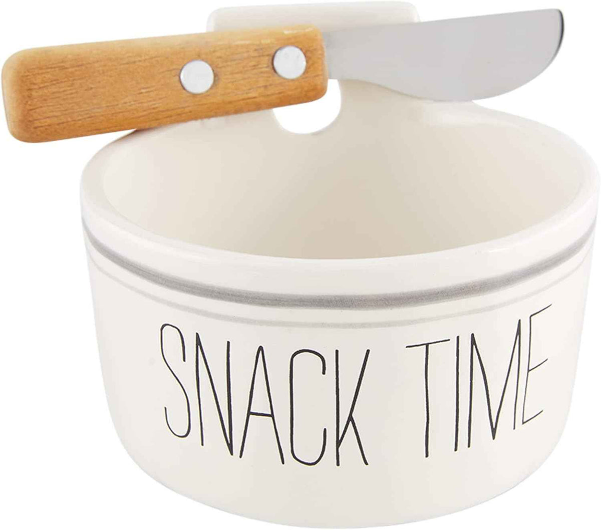 Mud Pie Bistro Dip Bowl Set, Snack Time, bowl 4" x 4 1/2" dia | spreader 5 1/2"