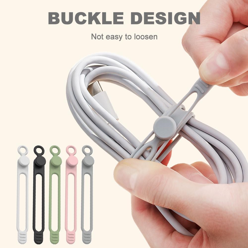Data Cable Organizer, 2025 New Silicone Cable Tie, Multipurpose Cable Holder for Office and Home, Adjustable Wire Bundling Strap for Electronics, Flexible Cord Organizer for Students and Home (30)