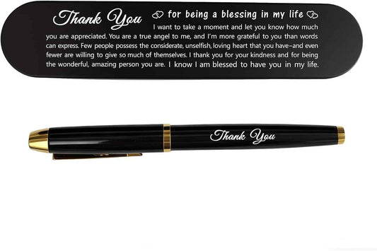 Thank You Gift Pen - Engraved Appreciation Present | Pen for Friends, Teachers, Coworkers, Boss - Elegant Keepsake for Kindness, Gratitude Gift for Women & Men