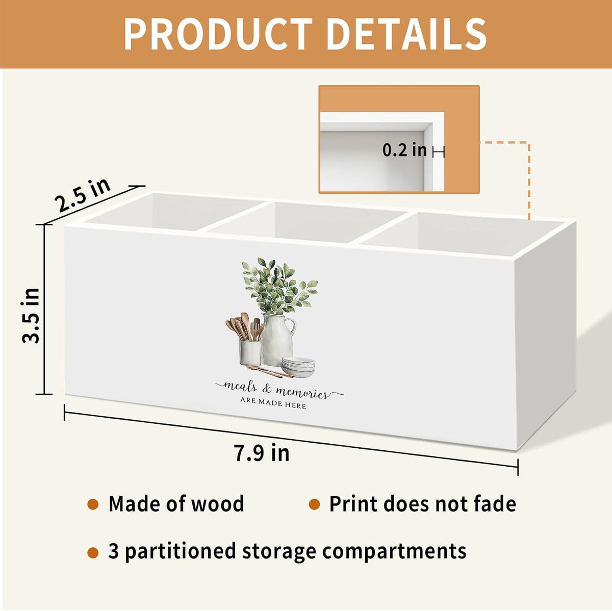Housewarming Gifts for Women, Eucalyptus Leaves Green Kitchen Utensil Holder, Meals and Memories Are Made Here Home Desk Accessories Decor, Sage Green Utensil Holder for Kitchen Counter
