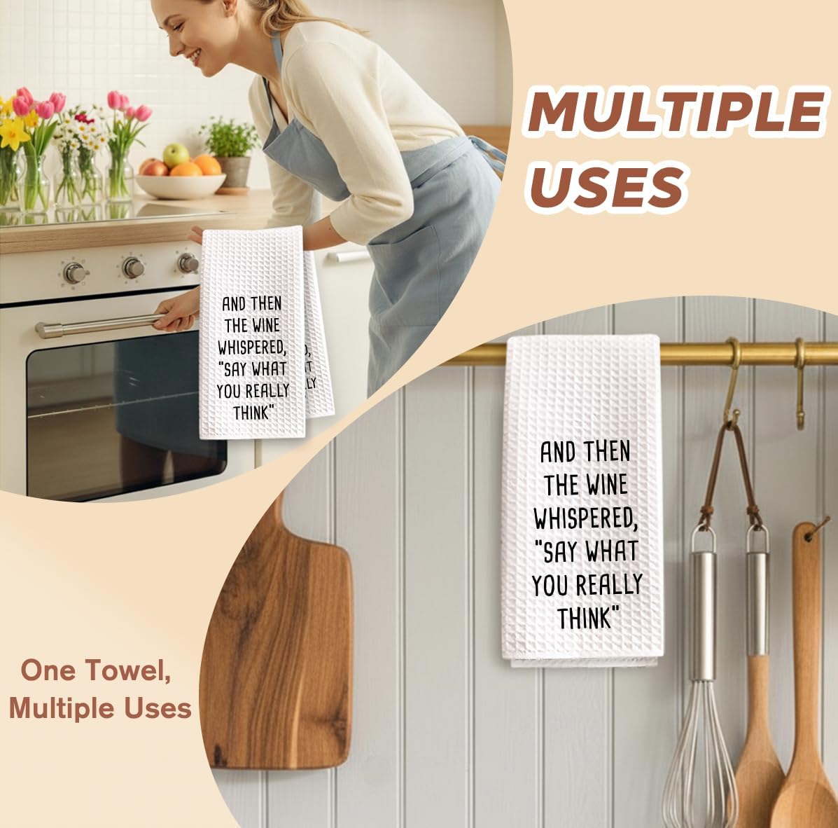 Hostess Gifts Wine Kitchen Towels, Funny Dish Towels Hostess Gift Ideas, Wine Lovers Humor Hand Towel with Saying for Kitchen Decor, Personalized Holiday Tea Towel 16x24 Inch White-Hj01