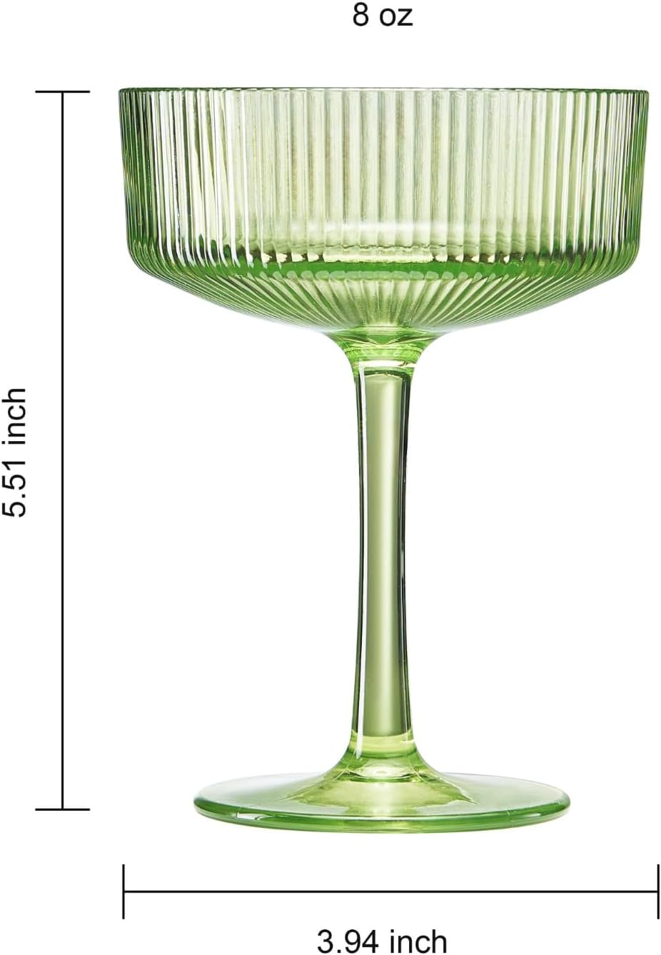 Khen Acrylic Ribbed Vintage Art Deco Martini Glasses, Set of 5 8oz Spring & Summer Pastel Shatterproof Coupe Stemware Cocktail Champagne Drinkware Tumblers Indoor Outdoor Wedding Poolside Entertaining