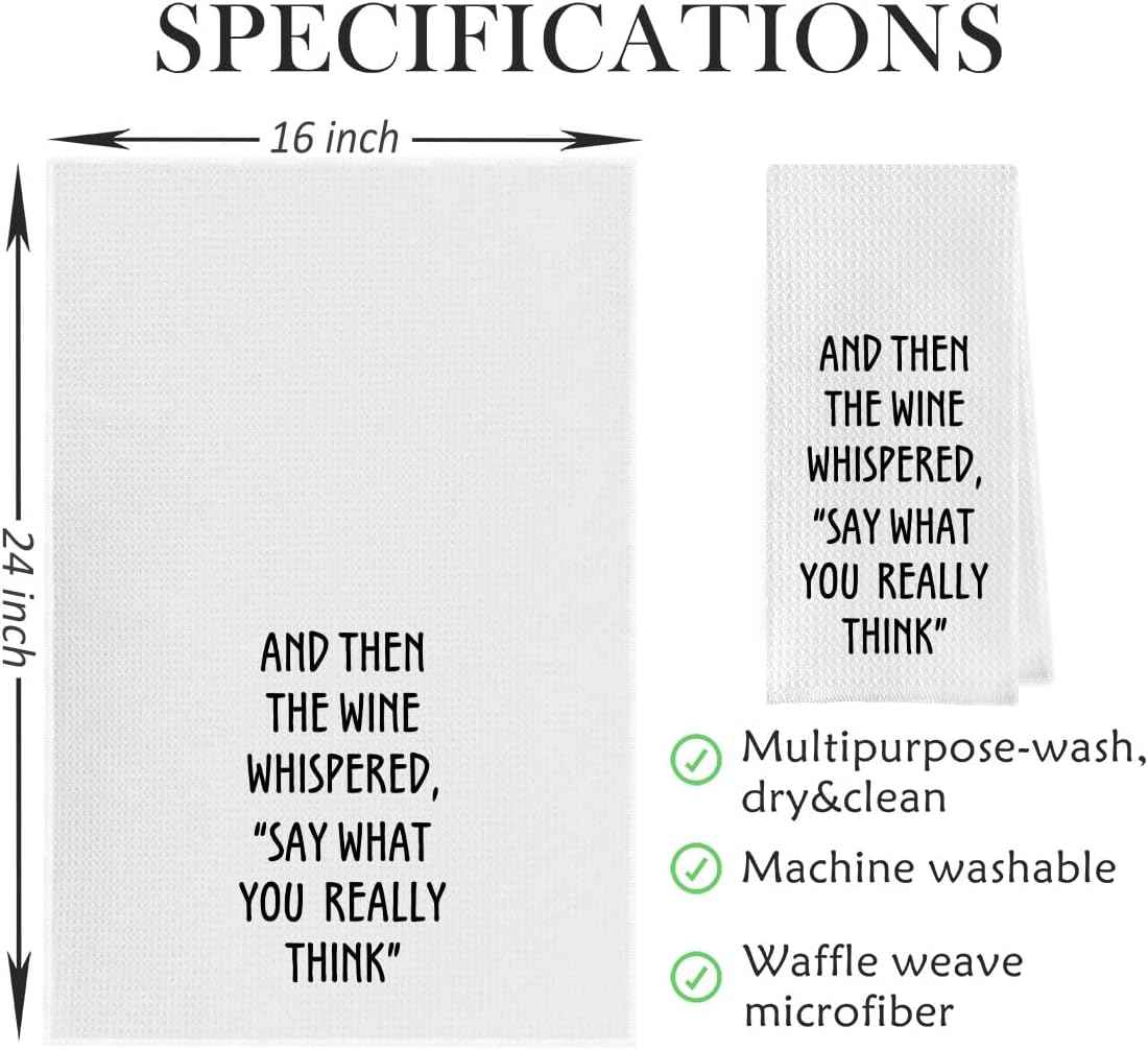 Wine Lovers Dish Towel - Funny Wine Gifts Decorative Waffle Weave Kitchen Towels, Tea Towel, Hand Towel, Housewarming Gift (16×24 Inches)