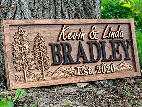 Custom Cabin Mountain Decor, Personalized Wood Last Name Sign, Wedding
