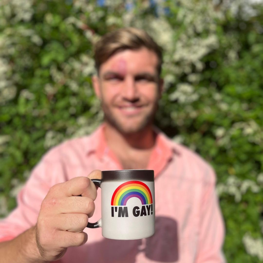 Turtle Straws I'm Gay Rainbow Heat Change Coffee Mug ā Funny Gag Gifts for Men, Prank Gift for Him, Brother, Coworker, Best Friend ā Novelty Birthday Gift, Secret Santa, White Elephant
