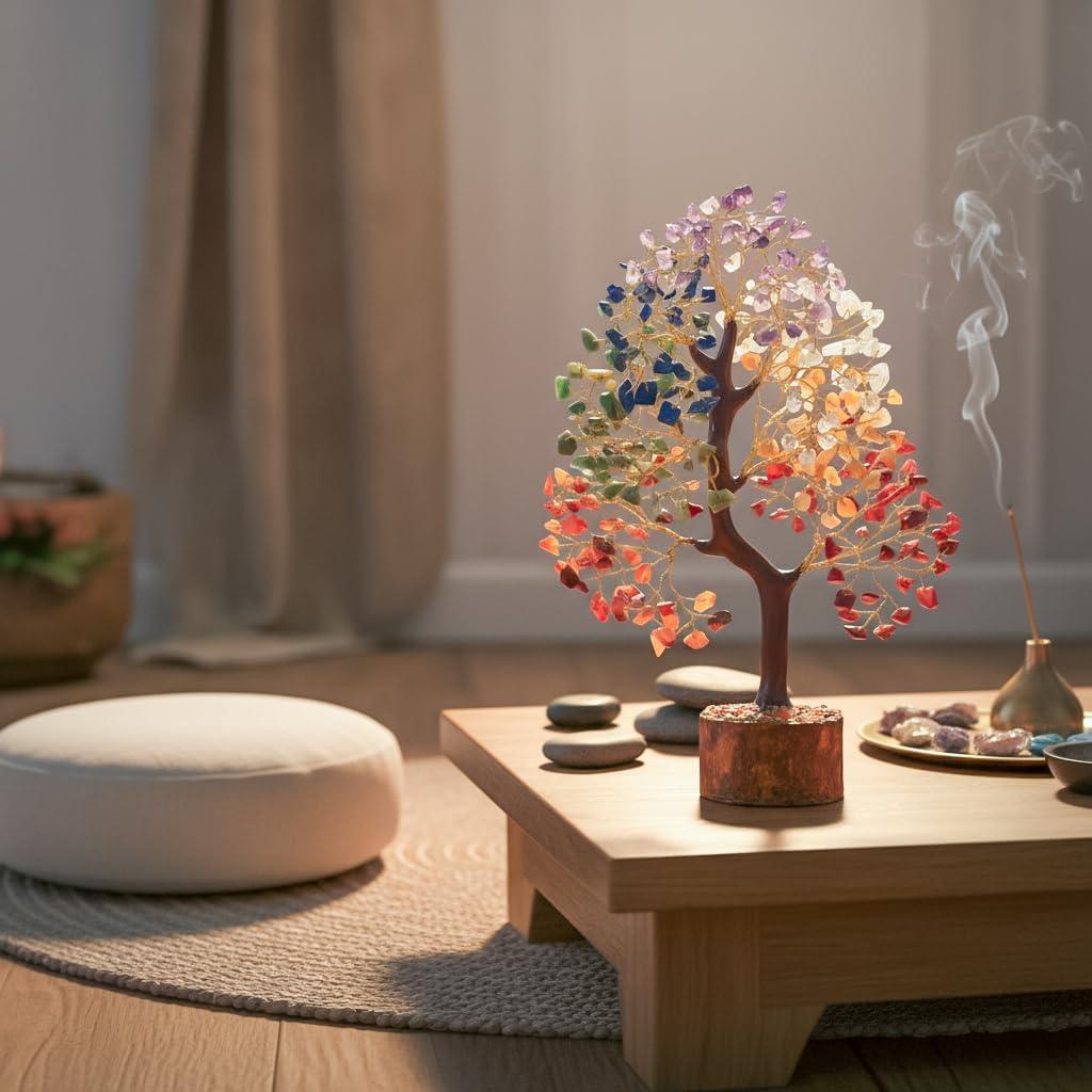 BEZAVO 7 Chakra Tree of Life Healing Crystal Tree Birthday Gifts for Women | Natural Gemstone Bonsai Tree, Healing Crystal Desk Decor, Spiritual Home Decoration, Gift for Women Meditation, Housewarming