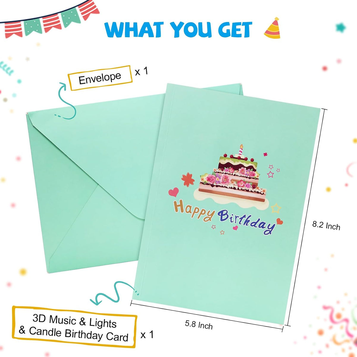 Airpark Birthday Card, Pop Up Birthday Cards for Women Light and Music | With Blow-Out Candle, 3D Interactive Birthday Greeting Card, Unique Birthday Gifts for Women, Mom, Wife, Friends