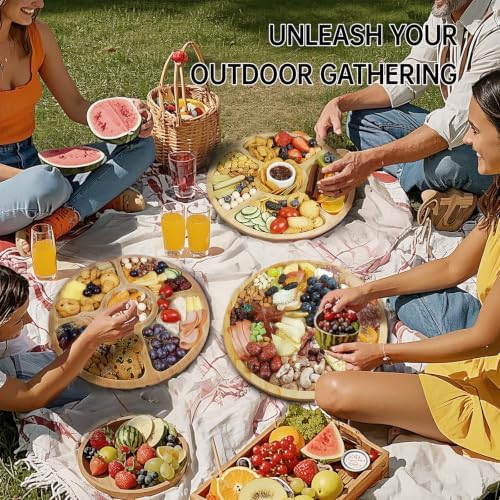 Renmxj Large Round Charcuterie Boards with Lid, Cheese & Serving Tray