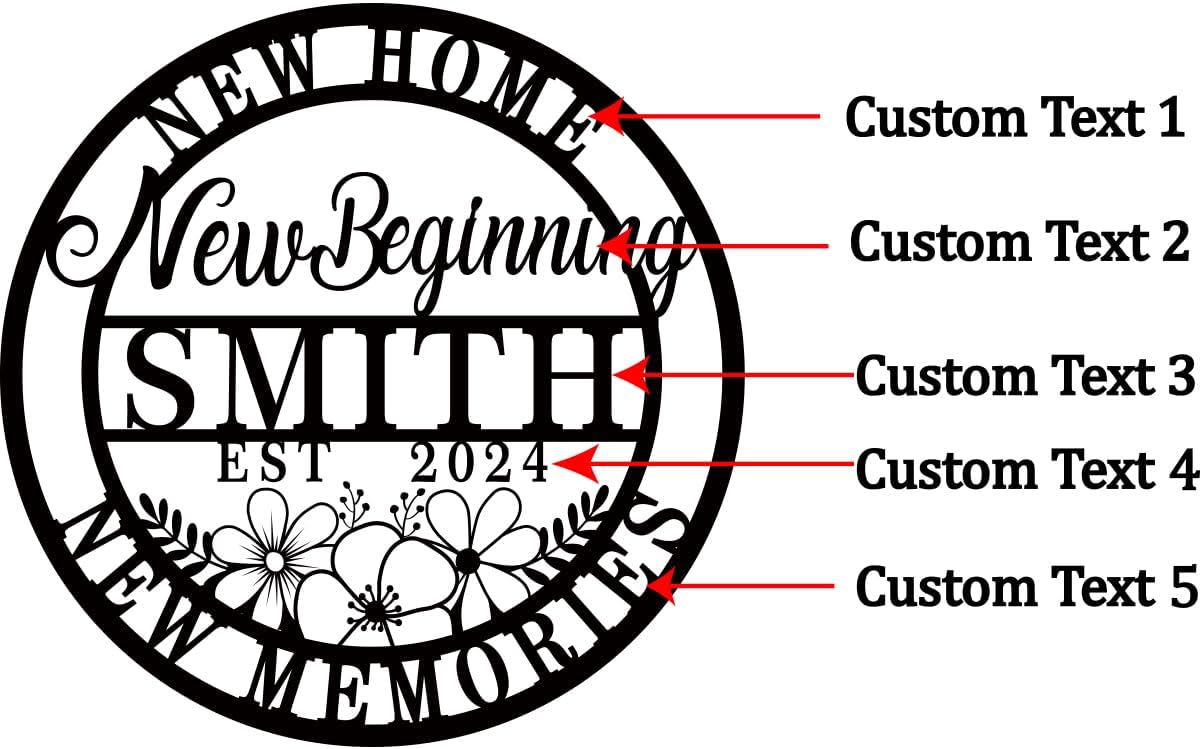 Personalized Housewarming Gift 2026 | Custom Metal Wall Art Decor for New Home | Engraved Family Last Name Sign | Established Date Plaque | New Beginning, New Memories Farmhouse Sign