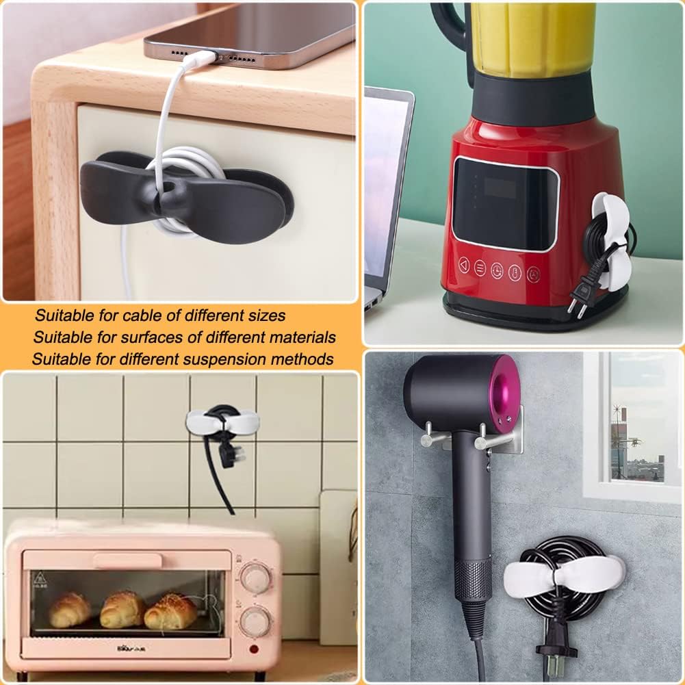 SisBroo Cord Organizer for Appliances, 4PCS Kitchen Appliance Cord Winder Cable Organizer, Cord Holder Cord Wrapper for Appliances Stick on Pressure Cooker, Mixer, Blender, Coffee Maker, Air Fryer