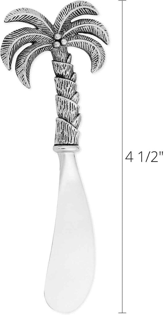 Wine Things Palm Tree Cheese Spreader Set, Zinc Alloy Butter Spreaders with Decorative Handles for Cheese, Cream, and Dips, Silver, 4.5 Inch, Set of 2