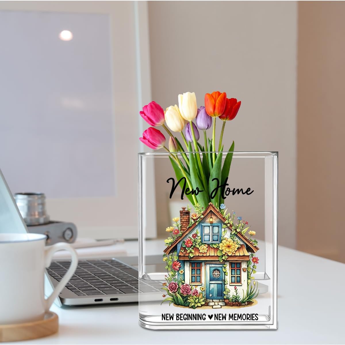 Housewarming Gifts New Home New Homeowner Acrylic Book Vases for Flowers | House Warming Gifts for Women Men Friend Couple New House Reading Nook Decor Book Flower Vase