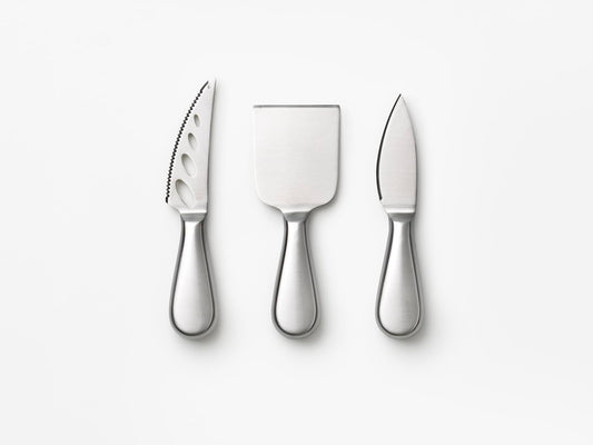 Printworks The Essentials Cheese Tools - 3-Piece Stainless Steel Knife Set | For Hard, Soft & Crumbly Cheese, Book-Style Case, Compact Charcuterie Size