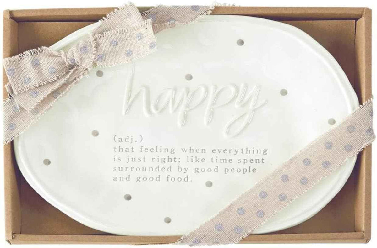Mud Pie Definition Of Happy Plate, White Decorative Sentiment Plate | Mud Pie Definition Of Happy Plate, White Decorative Sentiment Serving Plate