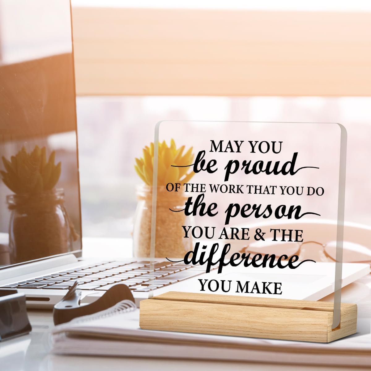 Thank You Gifts for Women Men, Appreciation Gifts for Coworkers Boss Leader | New Job Gifts for Teacher Mentor Coach, Coworker Acrylic Desk Sign Decor