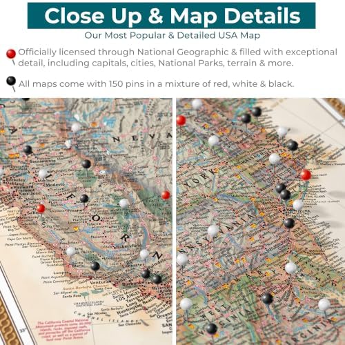 Executive United States Map with Pins – Detailed National Geographic