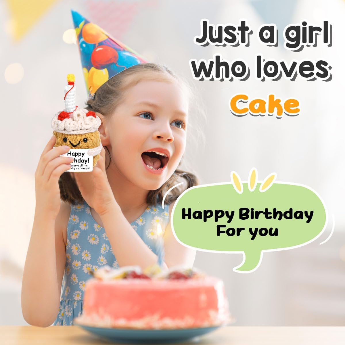 AICase Positive Crochet Cake,Happy Birthday Gifts Fanny Knitted Cake Unique | Inspirational Emotional Support Nuggets Ideas Decorations Gifts for Women Men Her Him Sister Mom Dad Christmas Stockings